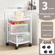 Rotating Trolley Kitchen Rack Rotating Rack Spice Rack Storage Rack Bathroom Rack Shelf Ready Stock