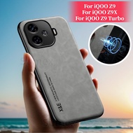 For iQOO Z9 Turbo+ Z9X 13 5G Phone Case Luxury Leather Magnetic Car Holder Casing hp iQOOZ9 X iQOO13