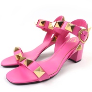 全新未使用Valentino Garavani Garavani Rockstud 皮革涼鞋 XW2S0CR2 粉紅色 37.5 號 義大利製造 附鞋盒和防塵袋