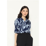 KEMEJA Urban Exchange Shirt Cherry Printed Blue - Printed Shirt Oversize Shirt