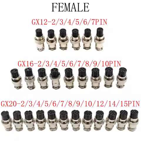 GX12/GX16/GX20 Female Connector 2/3/4/5/6/7/8/9/10/12/14/15Pin Wire Panel Connector Aviation Plug Ci
