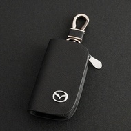 MAZDA Classic Design Men &amp; Woman Cross Pattern Leather Car Remote Key Chain Holder Case Bag Wallet Pouch Keychain Large Capacity Anti Loss Car Accessories Keyring For Mazda 3 6 Axela Atenza CX3 CX4 CX5 CX6 CX8 CX30