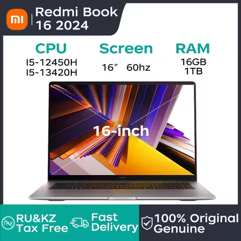 Xiaomi laptop RedmiBook 16 2024 Intel Core I5-12450H/13420H LPDDR5 Xiaomi Hyper 0S Connect 100W GaN 