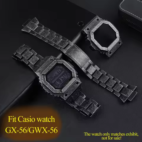 GX56 Modified Stainless Steel Watchband Set For Casio G-SHOCK GX-56BB GXW-56 black Watch Strap + Met