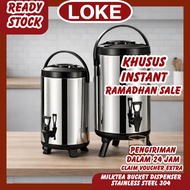 TERMOS LOKE Milk Tea Dispenser Large Hot Water Thermos Stainless Steel 304 6L/8L/10L/12L/14L