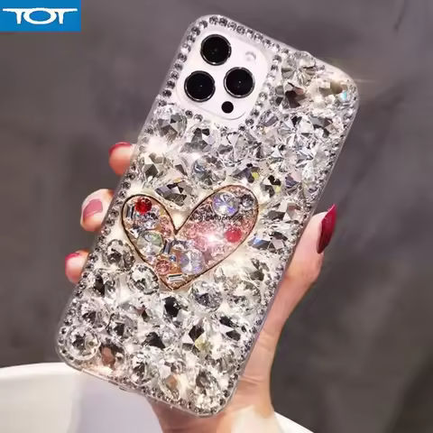 Glitter Love Heart Women Fashion Rhinestone Custom Case for Nokia G400 G300 G310 G60 G50 G42 G22 G11