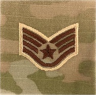 US Air Force 2x2 OCP Spice Brown Sew On Rank (E5 Staff Sergeant)