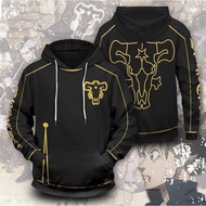 Yb1 เสื้อกันหนาวลําลอง แขนยาว มีฮู้ด ทรงหลวม พิมพ์ลายอนิเมะ Black Clover 3D สําหรับผู้ชาย และผู้หญิง BY1