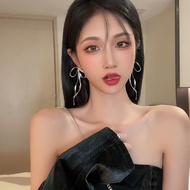 pearl earring earring earring for women Metal Ribbon Fairy European American Unique Autumn Bow