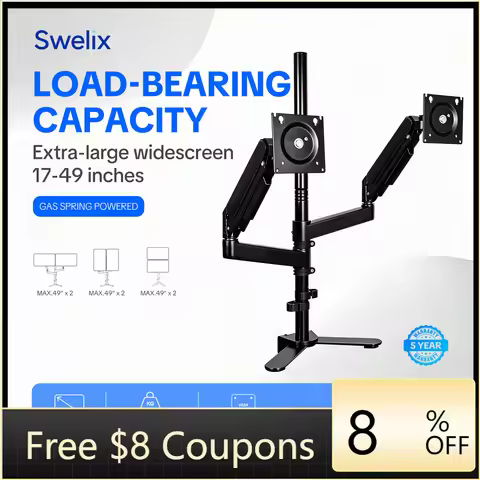 Swelix XP01 Gas Spring Dual Monitor Arm 17-49 Inch Flat Curved Ultra Wide Screen Mount 20kg Load for