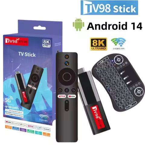 TV98 ATV Mini TV Stick Android 14 H618 2.4G 5G Wifi Support OTA 8K Media Player TV Receiver BT5.0 2G