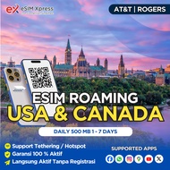 eSIM USA&Canada Daily Unlimited 500 MB Data | eSIM Roaming Perjalanan Langsung Aktif