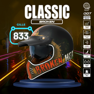 Gille Helmet 833 CLASSIC BROKEN Retro Motorcycle Helmets Vintage Full Face Single Visor