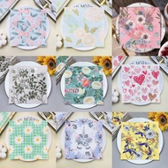 【26 Styles】20Pcs/pack Bucolic Flower Series Color Printed Paper Napkin for Restaurant Party Decorati