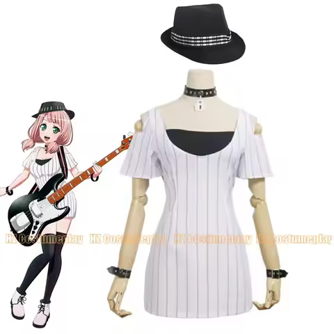 BanG Dream! Uehara Himari Cosplay Dresses And Hat Afterglow Bassist Stage Costumes