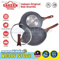 ∈Uakeen Original 30/32cm Deep Frying Pan Granite Frypan Non Stick Coating Cooking Wok Cookware Pot W