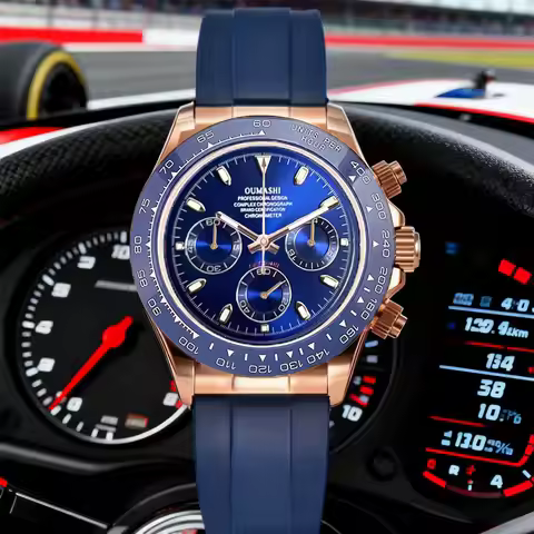 VK63 Men's Chronograph Watch VK63 movement rose gold case blue dial VK63 Men's Chronograph watch Cus