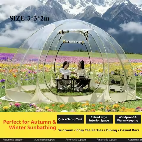 Transparent Bubble Tent, Outdoor Starry Sky Camping Dome, Windproof Warm Glamping Tent for Homestay 