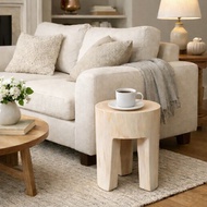 日本檜木天然實木原木圓木凳 無塗裝 手工製作 森林香氣 單椅 花