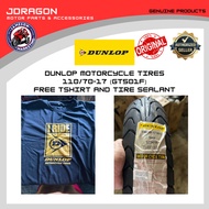DUNLOP MOTORCYCLE TIRE 110/70-17 (GT501F) WITH FREE DUNLOP SHIRT AND TIRE SEALANT