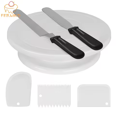 6Pcs/Set Cake Decorating Tools With 1 Rotating Cake Spinner 2 Cake Spatula 3 Icing Smoother Cakes Tu