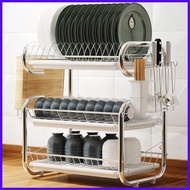 Kitchen Organizer 1/3 Tier Dish Drainer Rack Stainless Steel Over Sink Dish Drying Rack