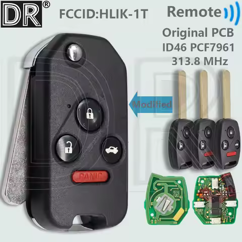 DR OEM PCB HLIK-1T 313.8MHz ID46 PCF7961 Car Remote Key For Honda Accord CR-V HR-V Fit City Jazz Ody