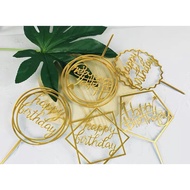 Happy Birthday Wish Cake Topper Stick | Gold color Happy Birthday Cake wishes Stick Topper