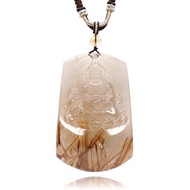 【正佳珠寶】銅鈦晶 超頂級茶棕鈦 黃財神 113.7g 銅鈦晶吊墜