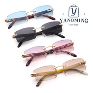 YANGYANG Rimless Rectangle Sunglasses Trendy Eyewear Frameless Fashion Shades
