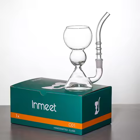 Inmeet Absinthe Glass/Glass Cup with Straw/Cocktail Glass/High Borosilicate Heat-Resistant Glass Cup