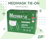 หน้ากากอนามัย Medimask ASTM Level 1 สีเขียว ชนิดสายผูก (บรรจุ50ชิ้น/กล่อง)