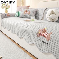 SVNFY Sofa Protective Cover, Anti-scratch Ice Silk Sofa Seat Mat, Non-slip Breathable Cartoon Dog Co