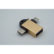 Gold USB 2in1 OTG 2 in 1 USB type C - Micro USB - USBC - SKU 2.005.0100