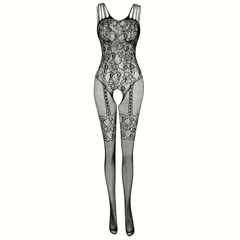 Transparently Crotchless Lingerie Lace Pantyhose For Adults Woman Full Body Stocking Costume