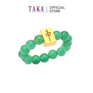 TAKA Jewellery 999 Pure Gold Mahjong Tiles with Beads Ring