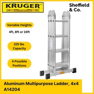Kruger Aluminum Multi-Purpose Ladder, A14204 (4-8-16 ft)