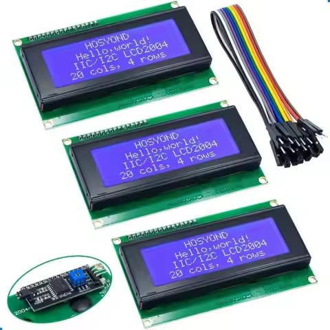 3Pcs I2C IIC 1602/2004 LCD Display Module 16x02/20x04 LCD Screen Module with 10pin F-M Jumper Wires 