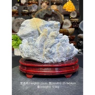 🧧kyanite raw stone🔮蓝晶石簇 特美像个雪景❄️ 顶部两根大簇  🆓特制实木底座整体高(Height): 22cm  宽(Width): 23.5x14cm  重(Weight): 5