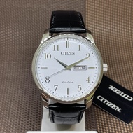 [TimeYourTime] Citizen Eco-Drive BM8550-14A White Analog Black Leather Minimalist Men's Watch