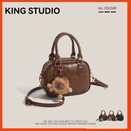 (Gift Bear Charm) Women's High Quality Thick 2mm Leather Crossbody Bag Thegioituixachqc A77 Bag [Vip