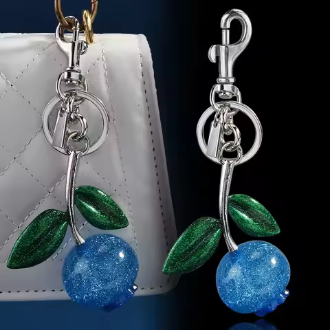 Blueberry Bag Charm Blueberry Keychain Charm Metal Accessory Sparkling Resin For Coach Purses Key Ac