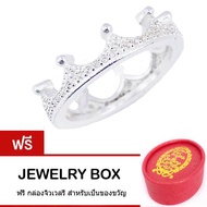 Tips Gallery แหวนเงินแท้ 925 หุ้มทองคำขาว มงกุฎเจ้าหญิงแห่งความรัก  รุ่น Princess Love Crown Ring Design TRS124 พร้อมกล่องของขวัญดีไซน์น่ารัก