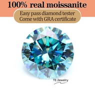 wholesale moissanite 0.5ct  1CT 2CT 3CT round blue moissanite diamond for ring with GRA certificate