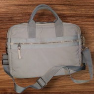 Auth Agnes B. Voyage Light Gray Nylon Document Laptop Bag
