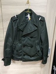 Burberry Blue Label 墨綠 雙排扣 短大衣 男L