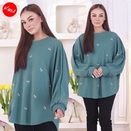 KM Veeva Batwing Ribbon Embroidery Women Blouse [B8686]