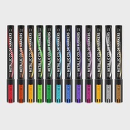 DSPIAE MKA 12 สี Super Metallic Marker แปรงปากกาเป็นมิตรกับสิ่งแวดล้อมน้ํานุ่มหัวสีแดงสีฟ้าสีเขียว G