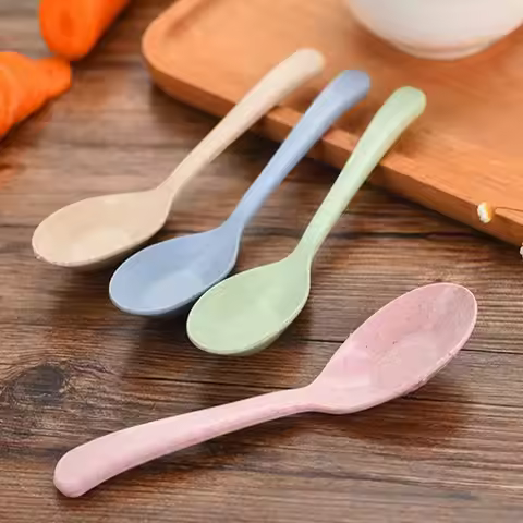 Plastic Bar Kitchen Tools Pudding Dessert Cake Party Wheat Straw Spoon Spoon Rice Scoop Scoop