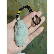 Type A Jadeite light bluish greenish Long Eyebrows Arhat (Pindola Bharadvaja) large size Jade handhe